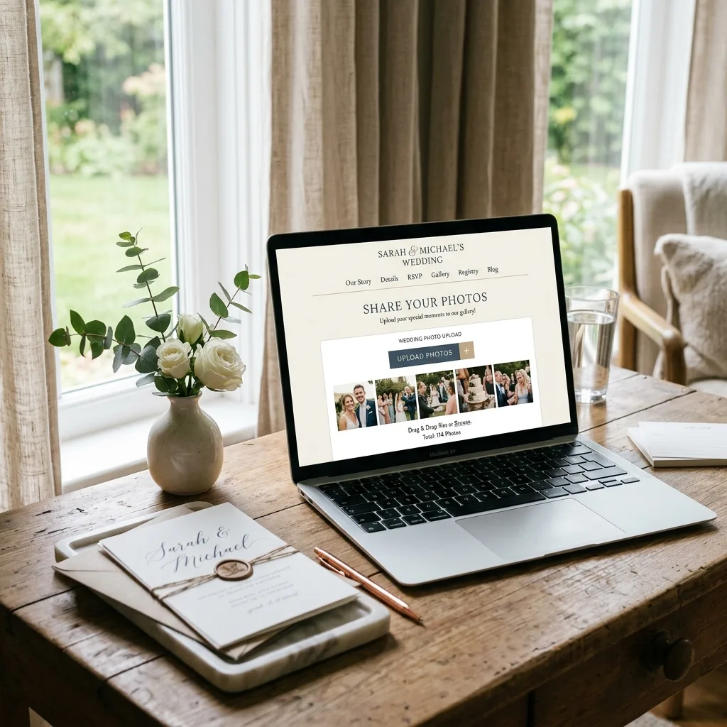 Embedded photo sharing widget on a wedding website